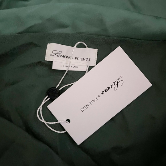 NEW Lovers + Friends Satin Green Cowl Neck Low Back Criss Cross Boa Mini Dress - Picture 5 of 8